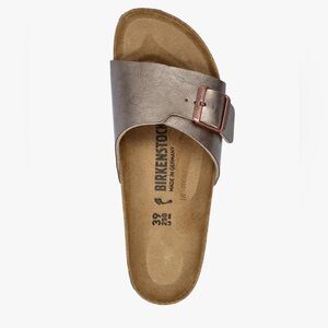 Birkenstock Catalina Birko-Flor Graceful Taupe  women’s Slide Sandals Side: L5